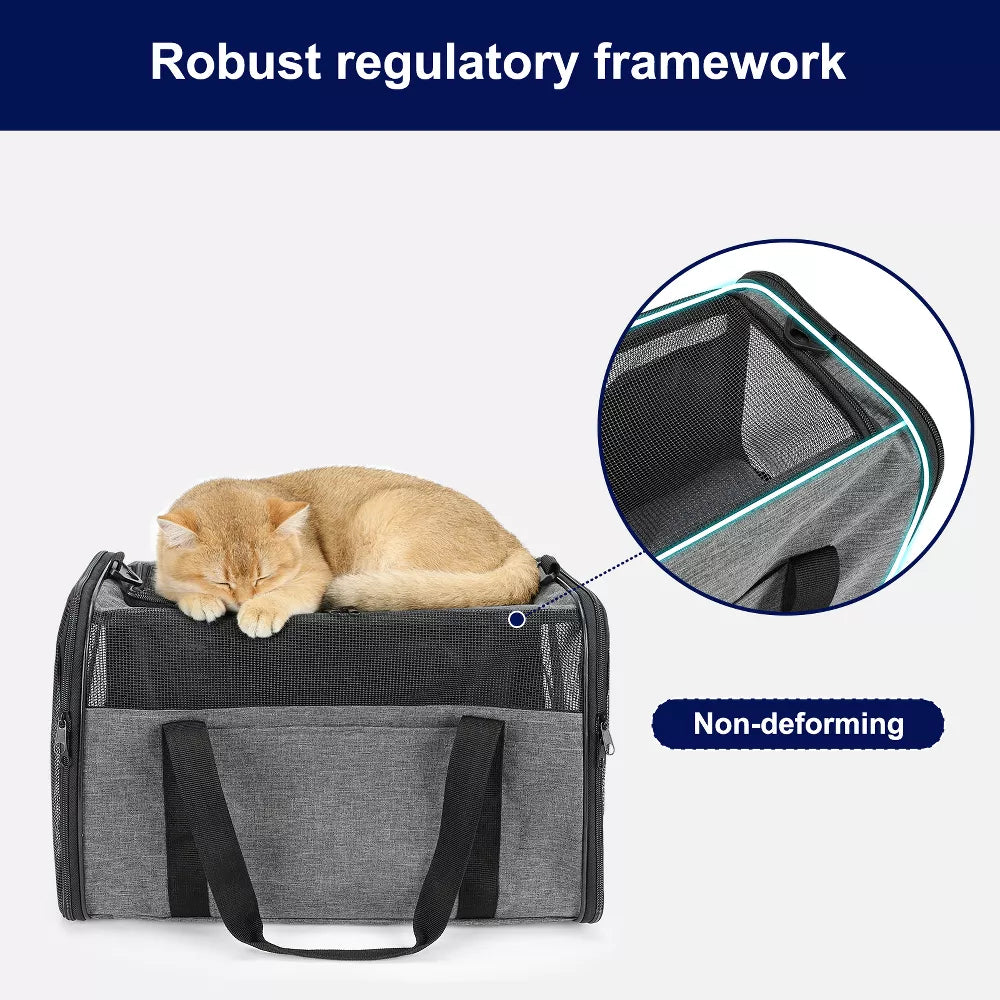 Grey Dual-Opening Soft Pet Travel Carrier
