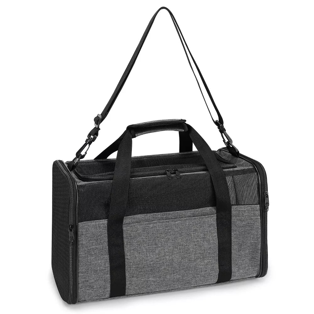 Grey Dual-Opening Soft Pet Travel Carrier