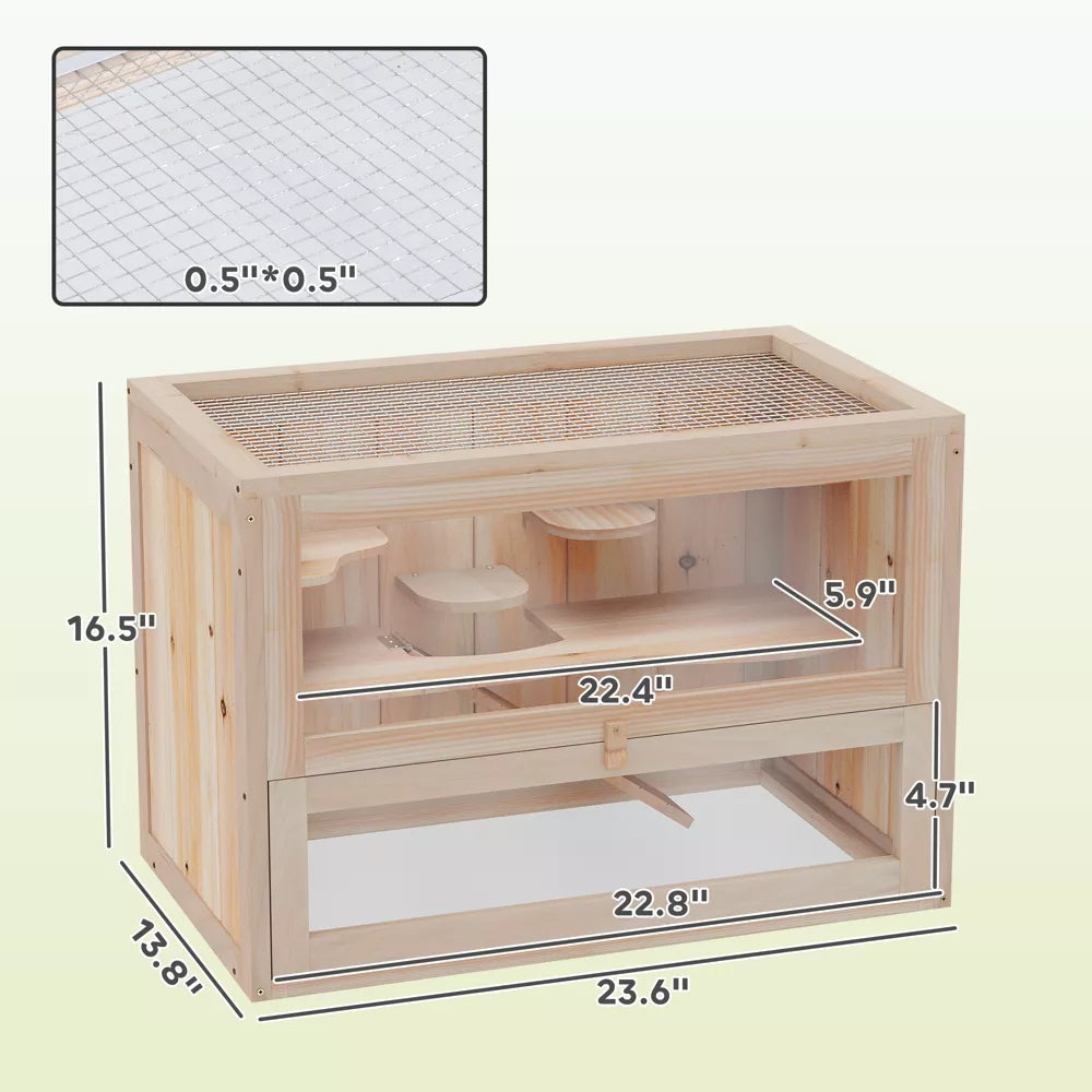 2-Tier Wooden Hamster Habitat Cage
